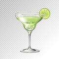 Realistic cocktail margarita glass vector illustration Royalty Free Stock Photo