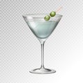 Realistic cocktail martini glass vector illustration Royalty Free Stock Photo