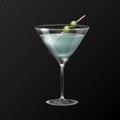 Realistic cocktail martini glass vector illustration Royalty Free Stock Photo