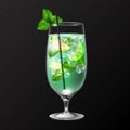 Realistic cocktail mojito glass vector illustration