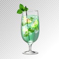 Realistic cocktail mojito glass vector illustration