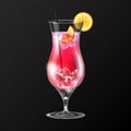 Realistic cocktail tequila sunrise glass vector illustration
