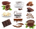 Realistic Cocoa Products Set
