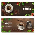 Realistic Coffee Banner Set Royalty Free Stock Photo