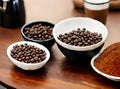 Realistic coffee beans neutral color palette warm