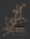 Realistic coffee branch. Botanical contour drawing. Vector Royalty Free Stock Photo