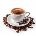 Realistic Coffee Cup And Beans On White Background Royalty Free Stock Photo