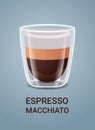 realistic coffee in glass cup hot espresso macchiato drink