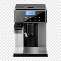 Realistic coffee machine. Household appliance design. Automatic espresso maker, isolated on transparent background. Electronic Royalty Free Stock Photo