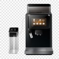 Realistic coffee machine. Household appliance design. Automatic espresso maker, isolated on transparent background. Electronic Royalty Free Stock Photo