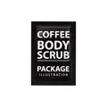 Realistic coffee scrub sachet. Cosmetic Vector mock up template. Product packaging on white background
