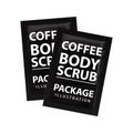 Realistic coffee scrub sachet. Cosmetic Vector mock up template set. Product packaging on white background