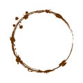 Realistic coffee stain. High-quality drawing by hand with a brush. Stain of hot chocolate, tea or coffee