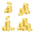 Realistic Coin Stack Set. Vector Royalty Free Stock Photo