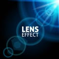 Realistic collimated light beam. The effect of the lens flare. The blue glow, bright lighting. Vector illustration Royalty Free Stock Photo