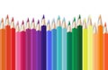 Realistic color pencils. 3D colored graphite sharpened colour pencils set. Vector school colorful objects background Royalty Free Stock Photo
