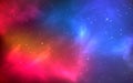 Realistic Color Space With Nebula And Shining Stars. Bright Cosmos With Galaxy And Milky Way. Infinite Universe And