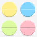 Realistic Colored Pills and Tablets Isolated on Background