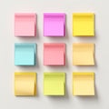 Realistic Colored Post-it Note Boxes On White Background Royalty Free Stock Photo