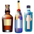 Realistic colorful alcohol bottles Royalty Free Stock Photo