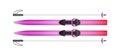 Realistic colorful alpine skis poles. Modern skiing equipment. Winter sports elements for mountains