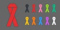 Realistic Colorful Awareness Ribbons Design Element