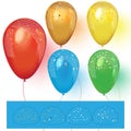 Realistic colorful balloons with confetti. Realistic vector. Royalty Free Stock Photo