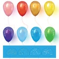 Realistic colorful balloons with confetti. Realistic vector. Royalty Free Stock Photo