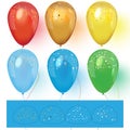 Realistic colorful balloons with confetti. Realistic vector. Royalty Free Stock Photo