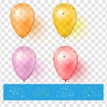 Realistic colorful balloons with confetti. Realistic vector. Royalty Free Stock Photo