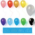 Realistic colorful balloons with confetti. Realistic vector. Royalty Free Stock Photo