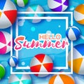 Realistic Colorful Beach Balls. Hello Summer Royalty Free Stock Photo