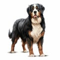 Realistic And Colorful Bernese Mountain Dog Illustration In Gigantic Scale Royalty Free Stock Photo