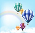 Realistic Colorful Hot Air Balloons Background Flying Royalty Free Stock Photo