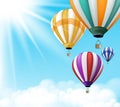 Realistic Colorful Hot Air Balloons Background Flying