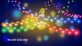 Realistic colorful light holiday garlands Royalty Free Stock Photo