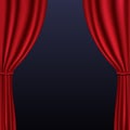 Realistic colorful red velvet curtain folded on background. Option curtain at home in the cinema. Vector Illustration. EPS10 Royalty Free Stock Photo