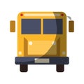 Realistic colorful shading image front view school bus with wheels