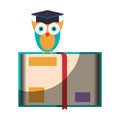 Realistic colorful shading image of owl knowledge with cap graduation on book