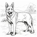 German Shepherd Dog Coloring Pages With Realistic Style