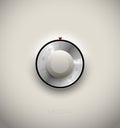 Realistic combination safe lock metal and plastic element on white background. Stainless steel round scale. Vector icon design