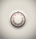 Realistic combination safe lock plastic element on white background. Red round scale. Vector icon or design element