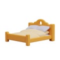 Realistic comfortable bed with mattress, soft cower, and pillows