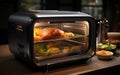 Rewrite this title :realistic compact oven with touch menu with pre set Generative AI