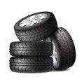 Realistic Complete Set Of Car Wheels Royalty Free Stock Photo