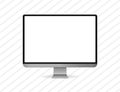 Realistic computer desktop in modern design. Monitor of pc device with white background. Grey metal mockup with thin