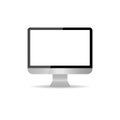 Realistic computer monitor with a blank screen, isolated on white background. Empty PC monitor screen. Modern silver display. Royalty Free Stock Photo