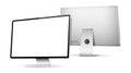 Realistic computer screen. Computer display front and back view Royalty Free Stock Photo