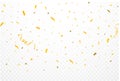 Realistic confetti background vector. Golden celebration confetti ribbon falling illustration. Golden bright confetti isolated on Royalty Free Stock Photo