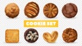 Realistic Cookies Transparent Set